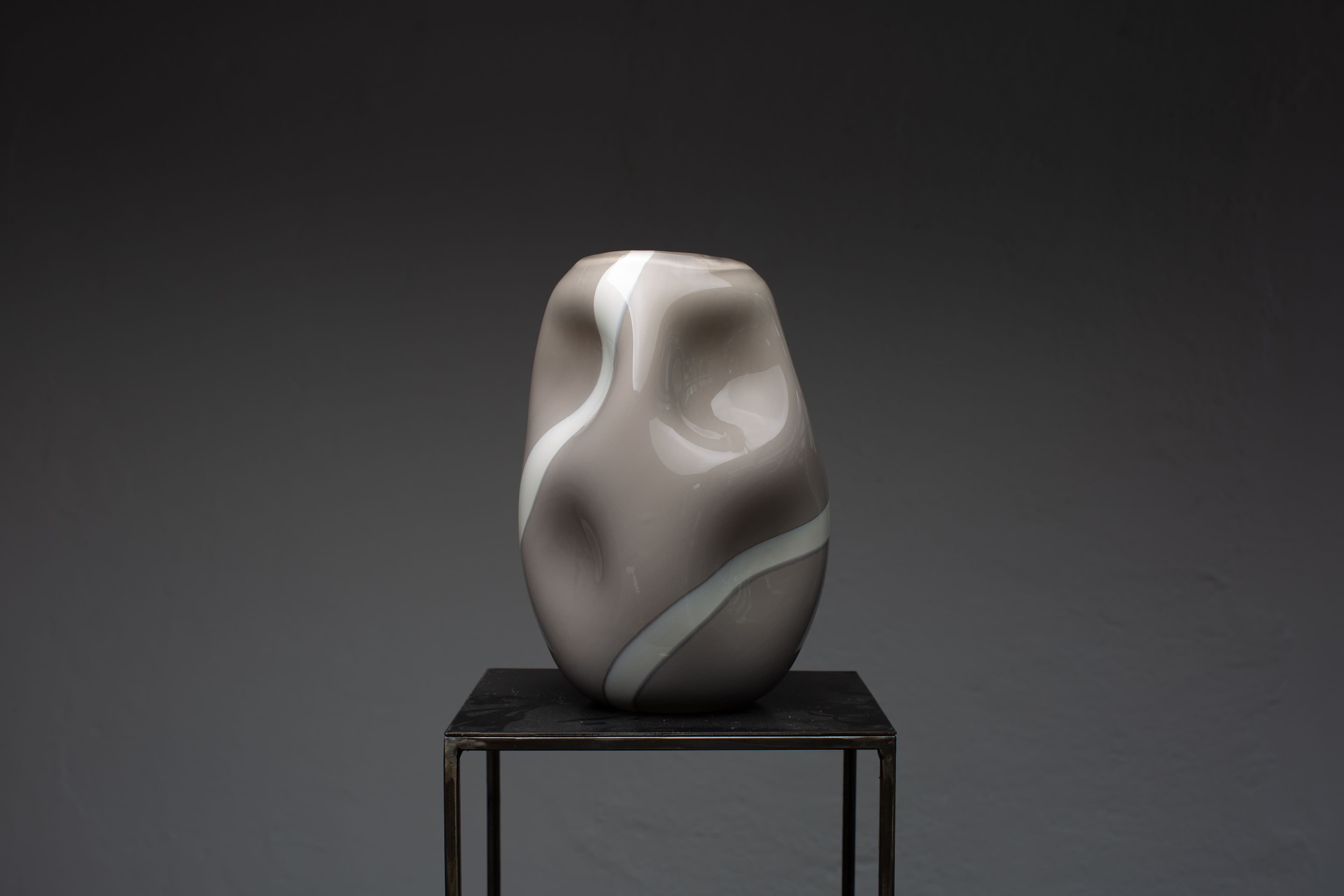 Grey & White Murano Glass Vase - Model A