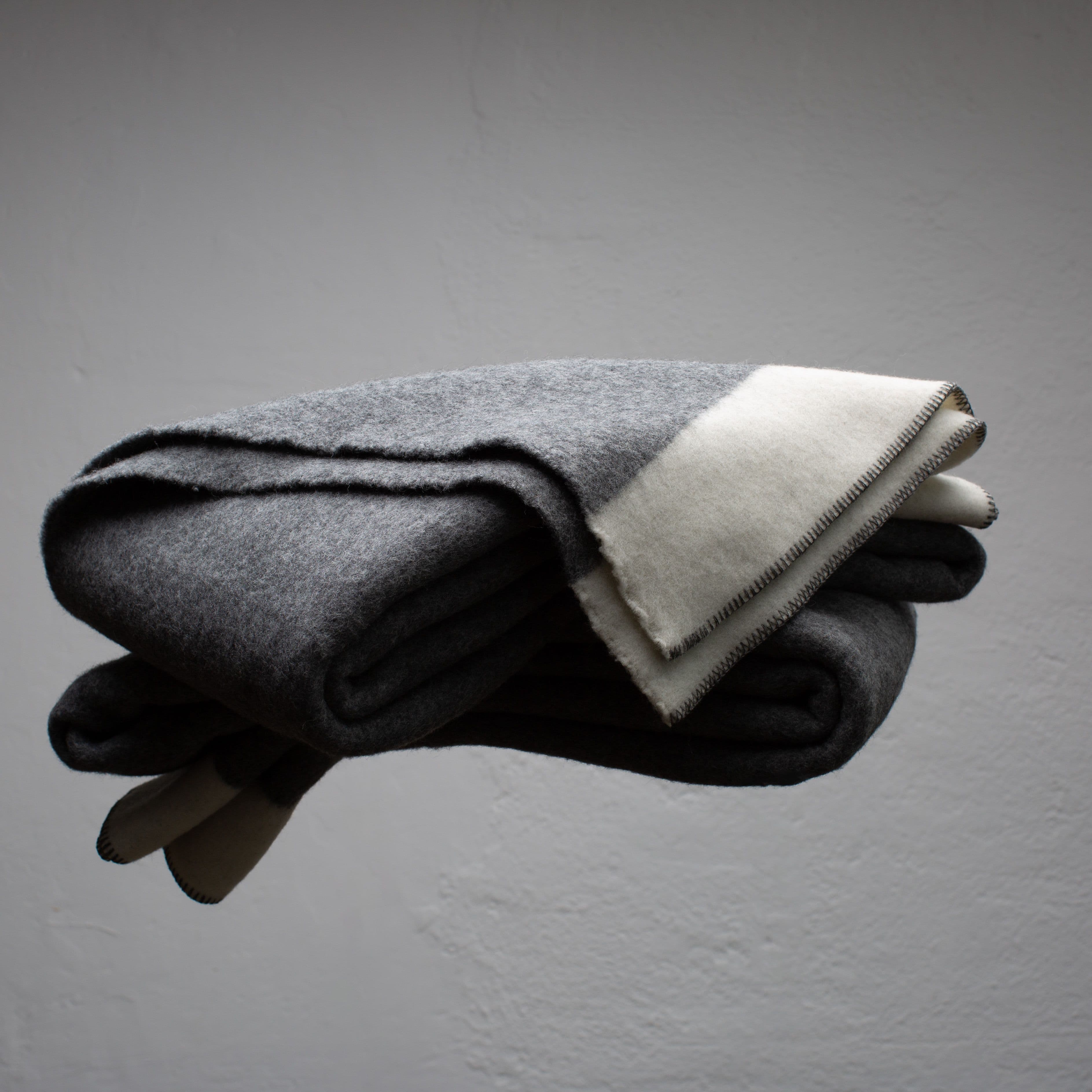 Grey & White Virgin Wool Blanket