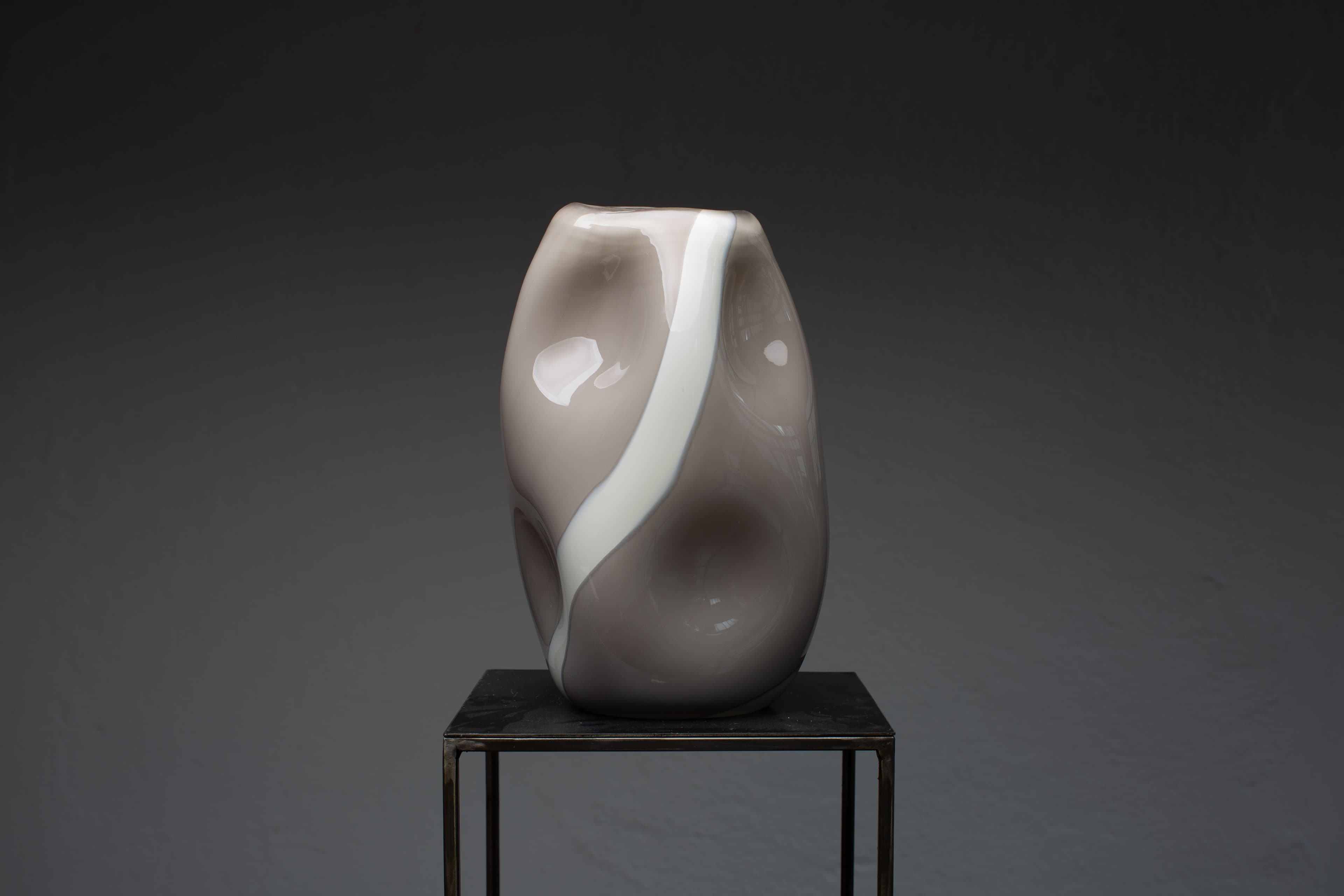 Grey & White Murano Glass Vase - Model B