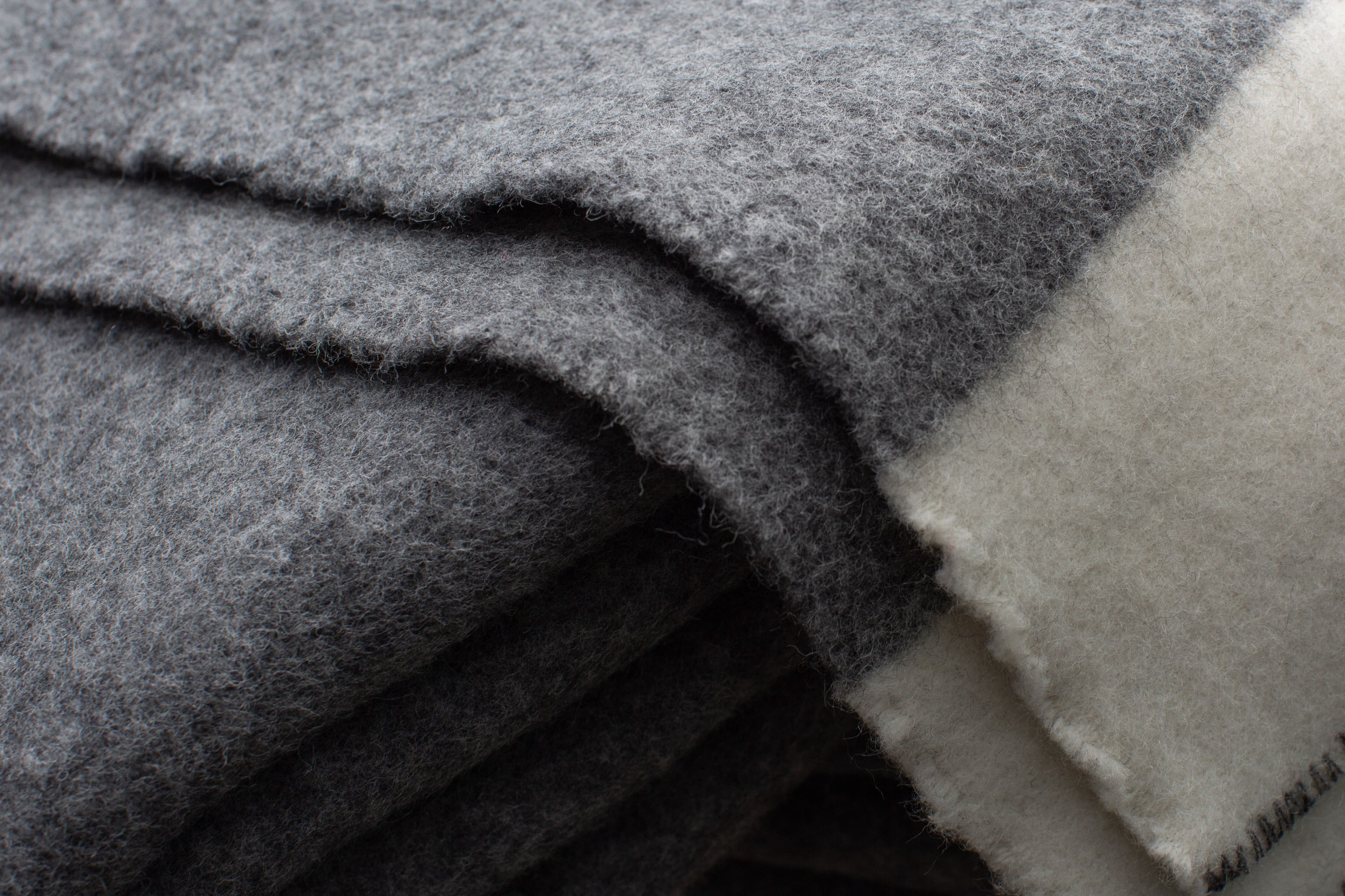 Grey & White Virgin Wool Blanket