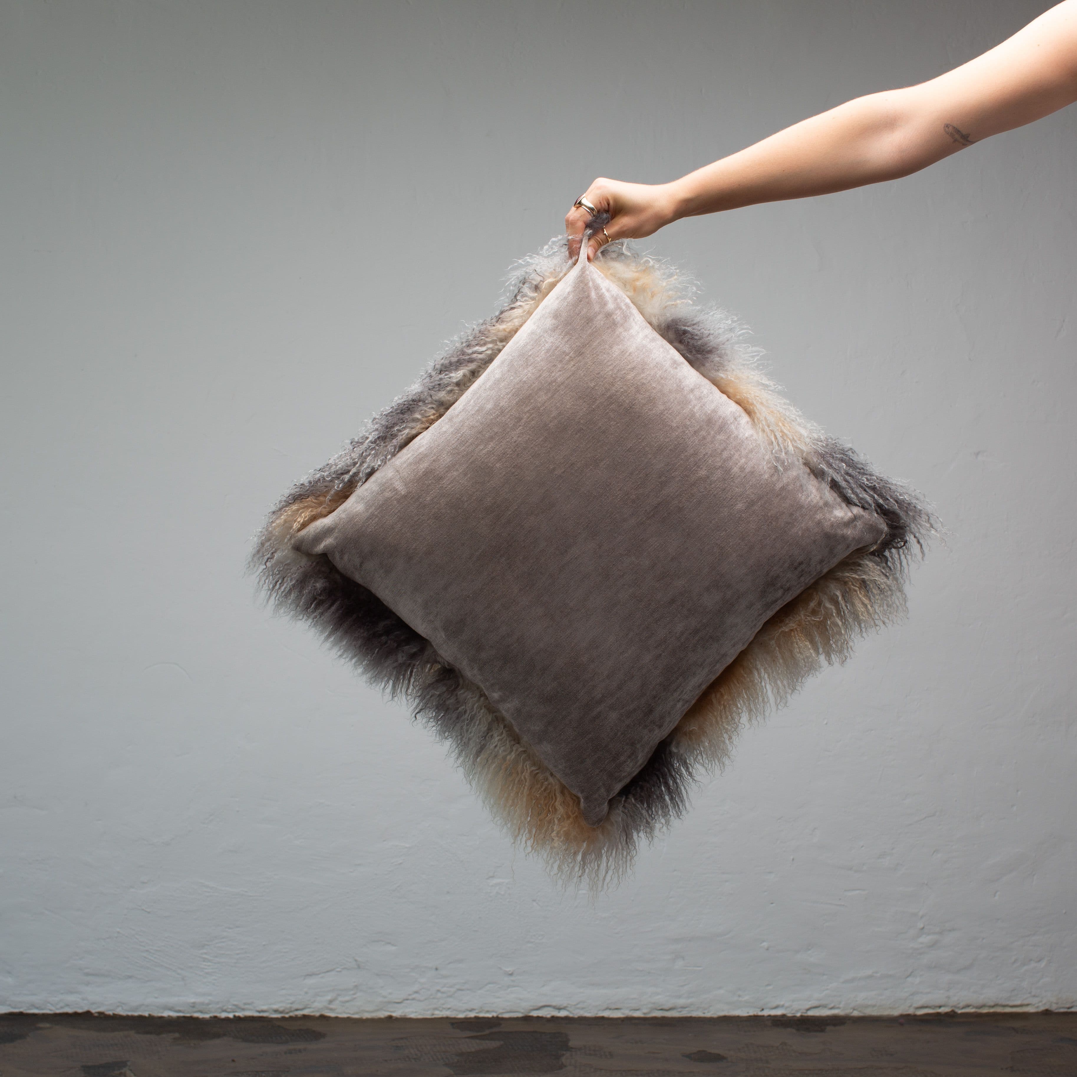 Spotted Mongolia Fur Cushion Model C