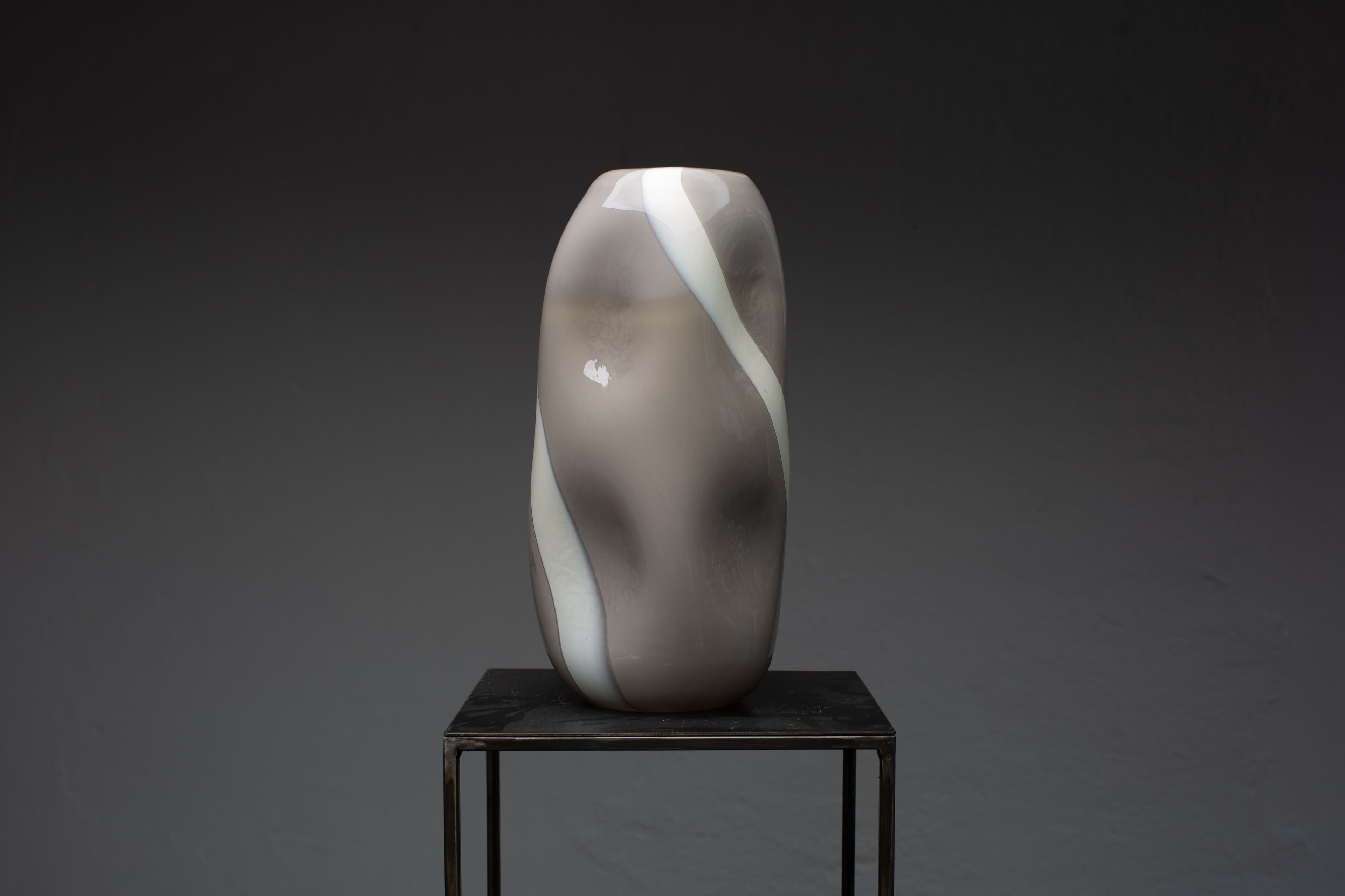Grey & White Murano Glass Vase - Model C